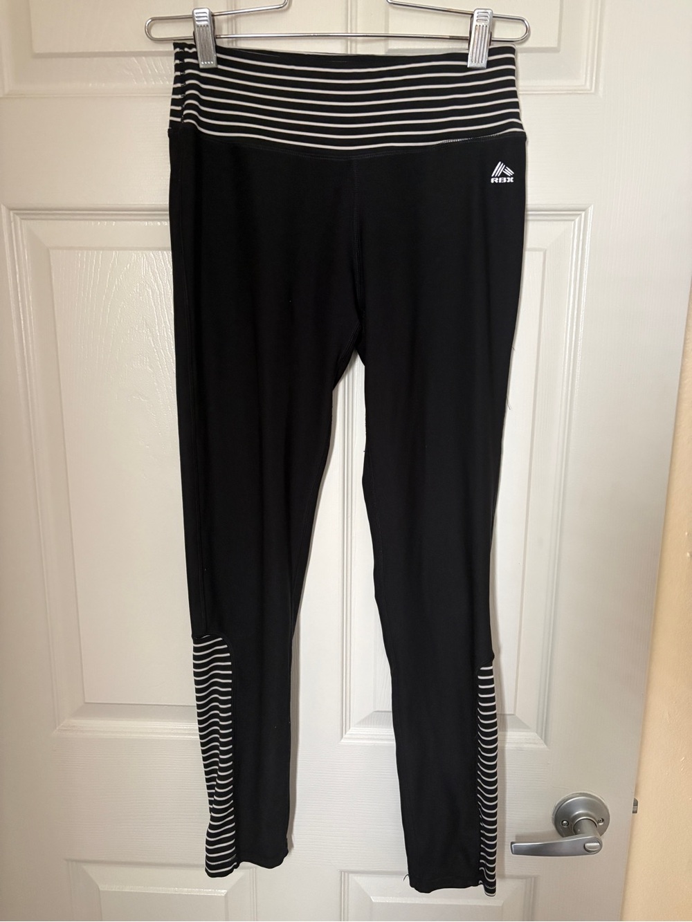 RBX Black Striped Waistband & Hem Women’s Active Leggings